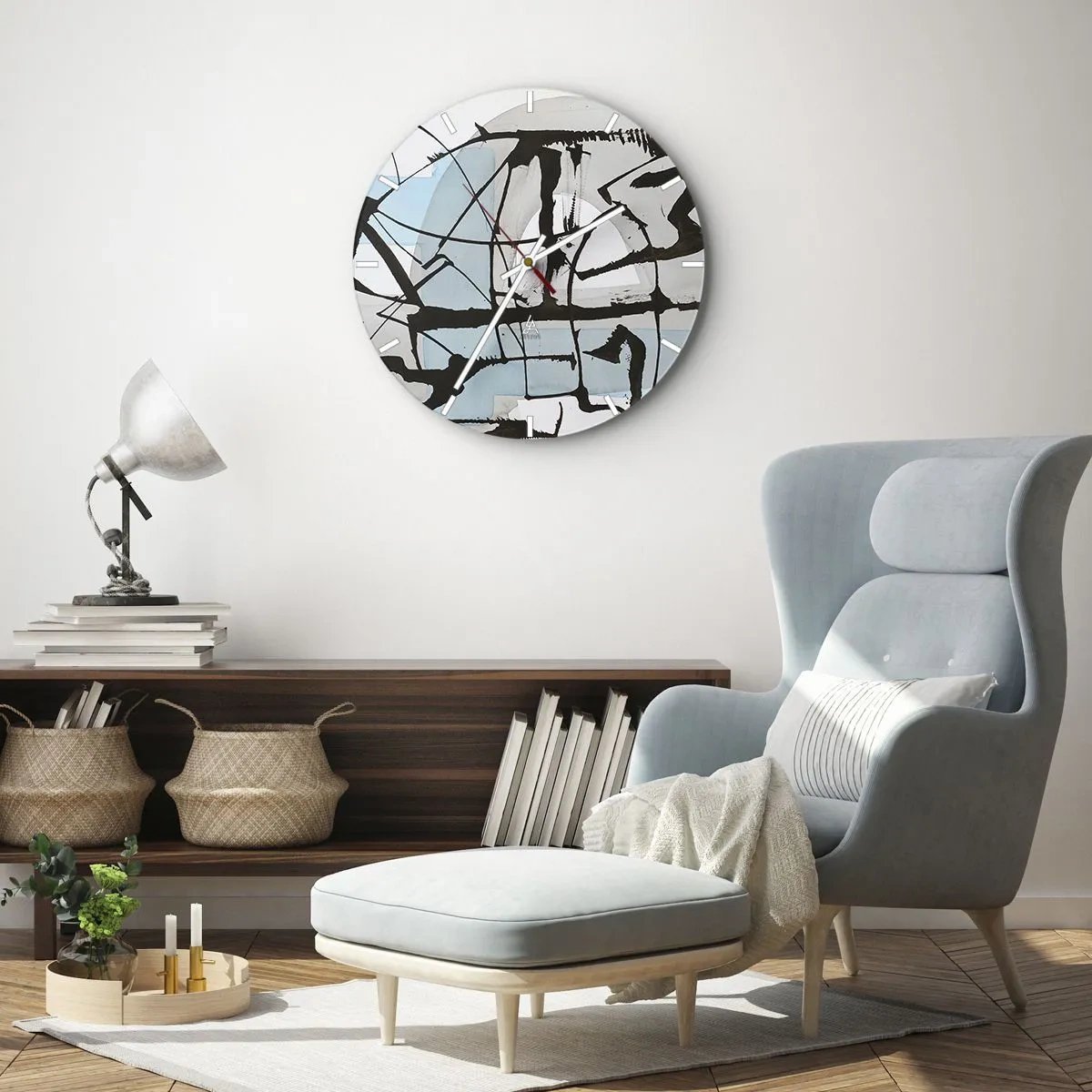 Reloj de pared - Reloj de vidrio - Azul a pesar de todo - 40x40 cm