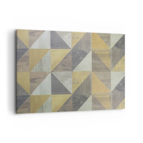 Cuadro sobre lienzo - Impresión de Imagen - Composición geométrica de triángulos en tonos tierra. - 120x80cm - El arte de los triángulos - Decoración de pared moderna para salón y dormitorio ARTTOR