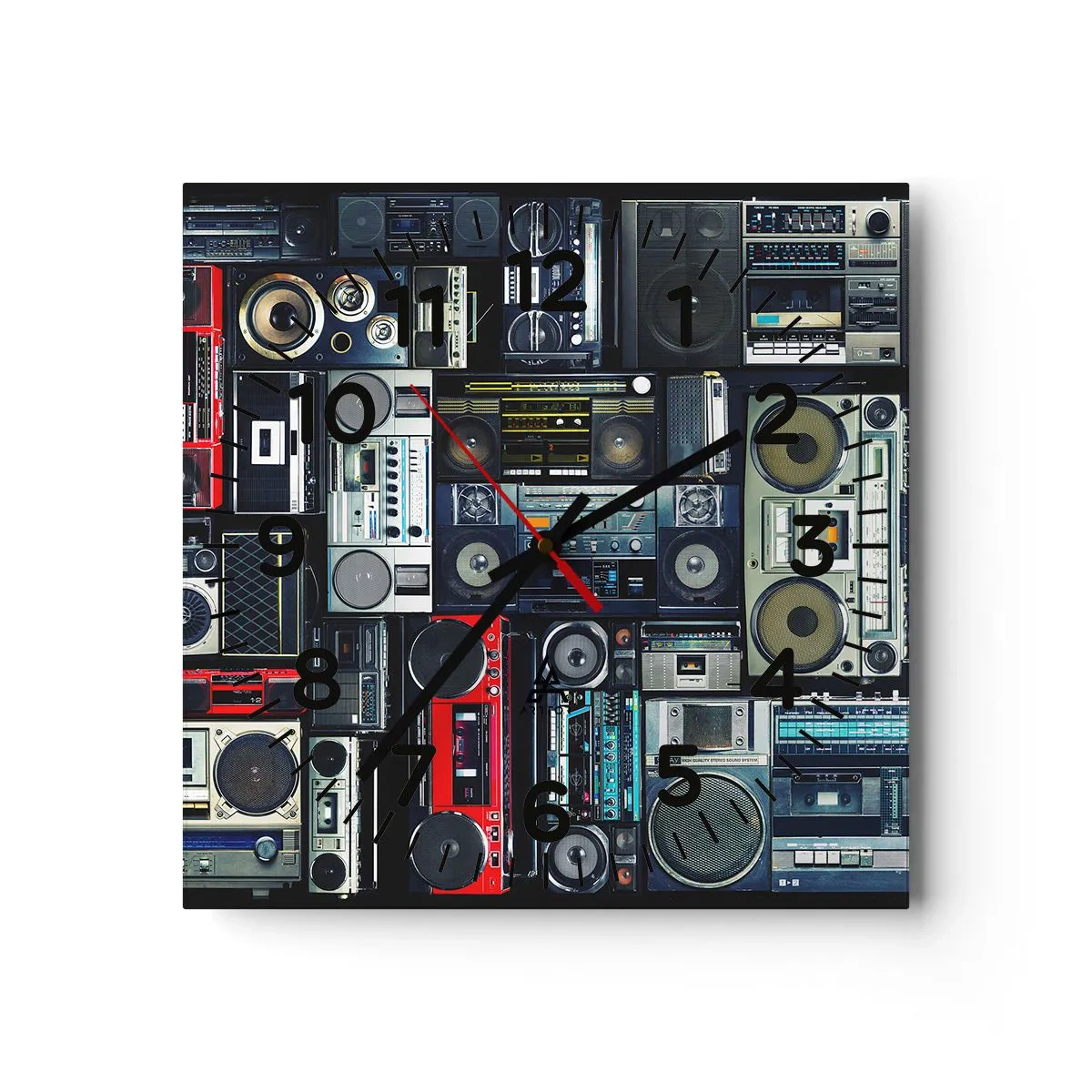 Reloj de pared - Reloj de vidrio - Nostalgia de los 80. - 40x40 cm