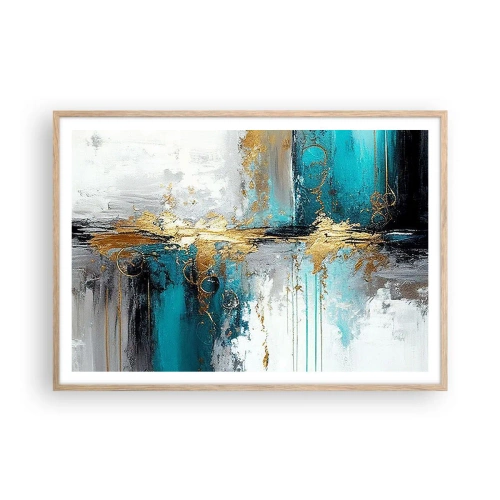 Póster en marco roble claro - Todo fluye - 100x70 cm