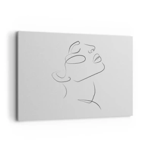 Cuadro sobre lienzo - Impresión de Imagen - Un boceto minimalista del rostro de una mujer de perfil. - 100x70cm - Meandros de un sueño - Decoración de pared moderna para salón y dormitorio ARTTOR