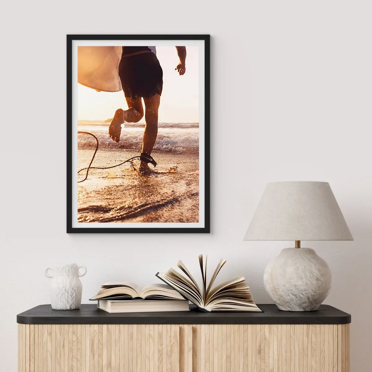 Póster en marco negro - Para enfrentar la ola - 61x91 cm