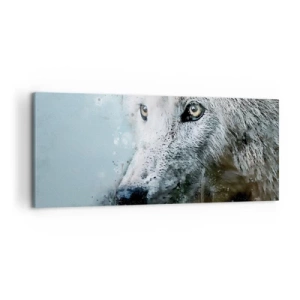 Cuadro sobre lienzo - Impresión de Imagen - Retrato en acuarela de un lobo - 120x50cm - Conoce el alma del lobo - Decoración de pared moderna para salón y dormitorio ARTTOR