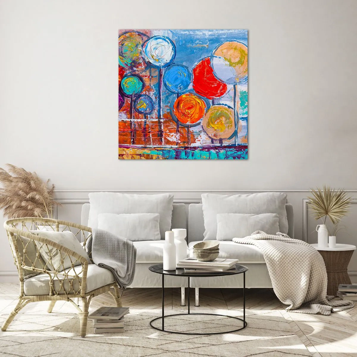 Cuadro sobre vidrio - Impresiones sobre Vidrio - Milagros en un palo - 70x70 cm