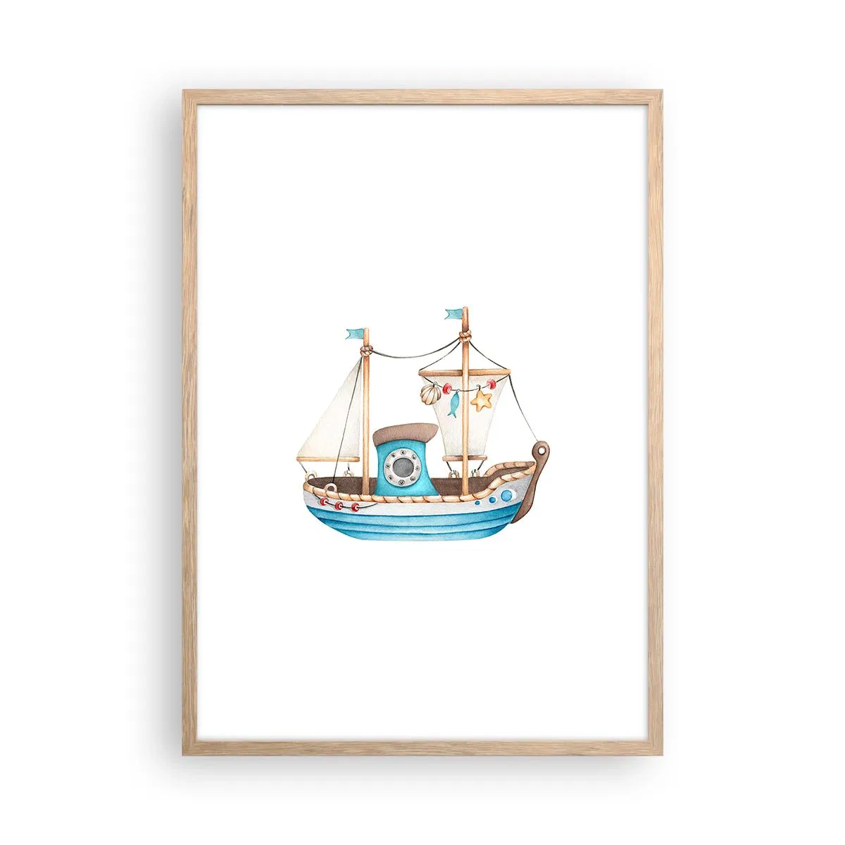 Póster en marco roble claro - A la aventura - 50x70 cm
