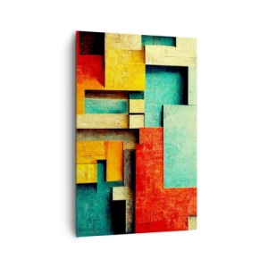 Cuadro sobre lienzo - Impresión de Imagen - Formas geométricas abstractas en colores vibrantes - 80x120cm - Festival de ángulos rectos - Decoración de pared moderna para salón y dormitorio ARTTOR