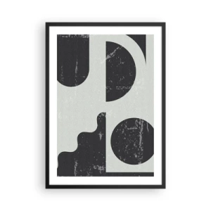 Póster en marco negro - Composición geométrica abstracta en negro y gris. - 50x70cm - Composición arriba y abajo - Decoración de pared moderna para salón y dormitorio ARTTOR