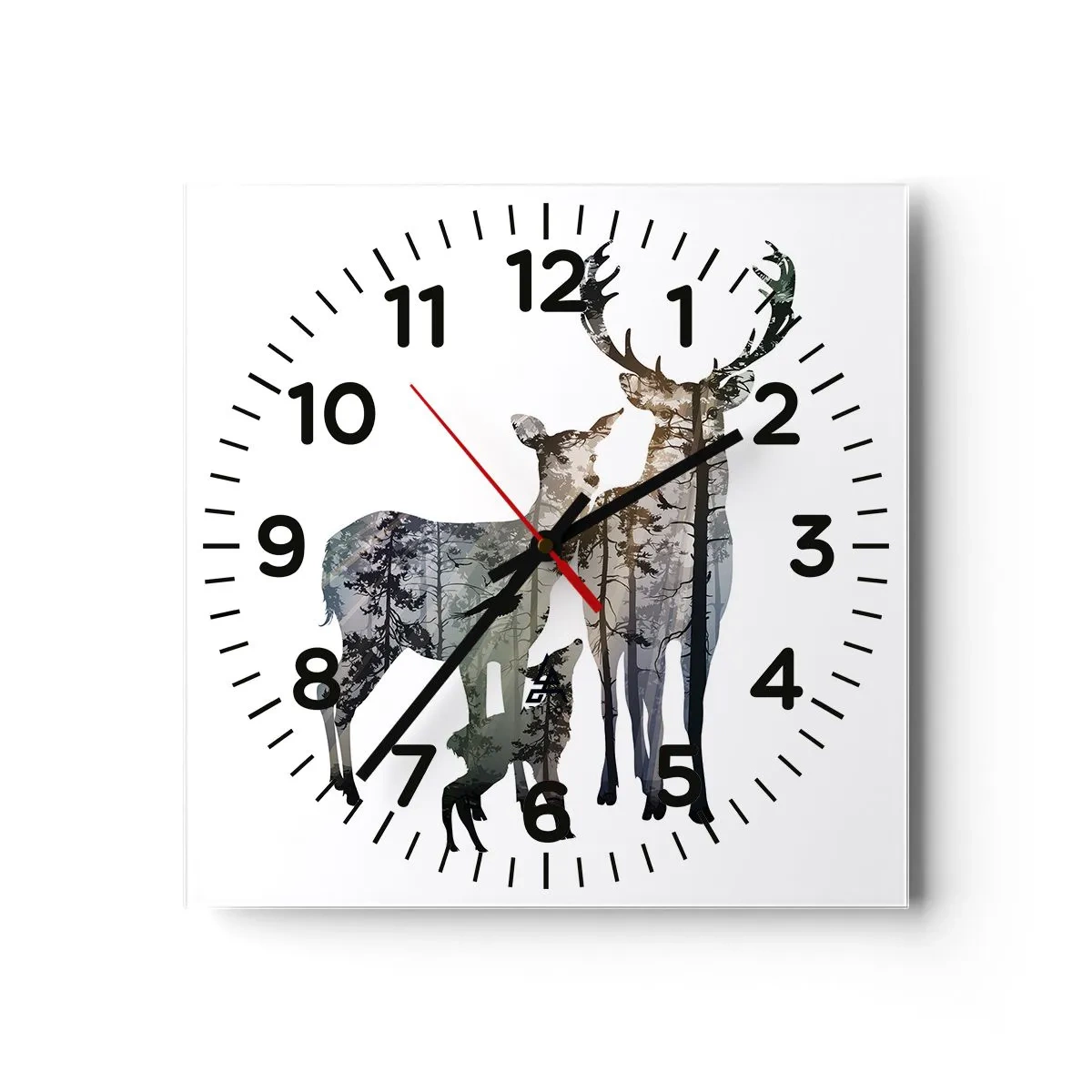 Reloj de pared - Reloj de vidrio - Fotografía familiar - 30x30 cm