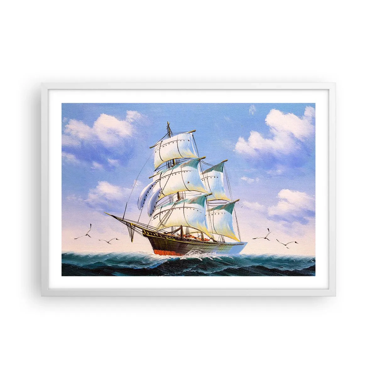 Póster en marco blanco - Orgulloso con el viento - 70x50 cm