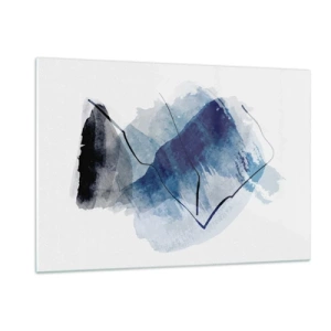 Cuadro sobre vidrio - Impresiones sobre Vidrio - Composición abstracta en tonos azules - 120x80cm - Montaña helada - Decoración de pared moderna para salón y dormitorio ARTTOR