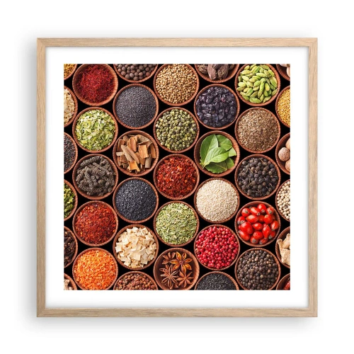 Póster en marco roble claro - Todos los sabores del mundo - 50x50 cm