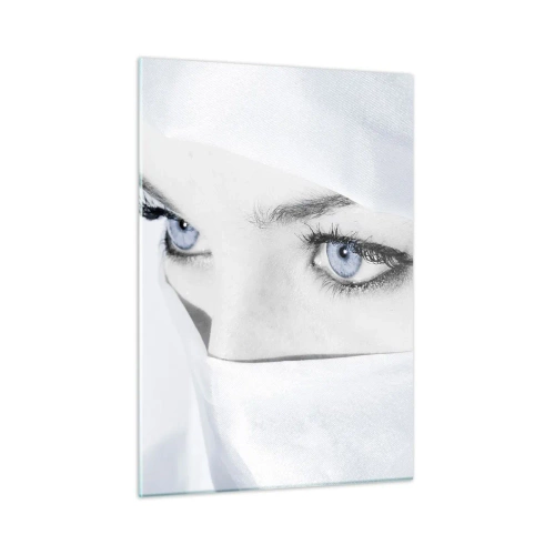 Cuadro sobre vidrio - Impresiones sobre Vidrio - Un retrato sutil con expresivos ojos azules. - 50x70cm - Directamente de las mil y una noches - Decoración de pared moderna para salón y dormitorio ARTTOR