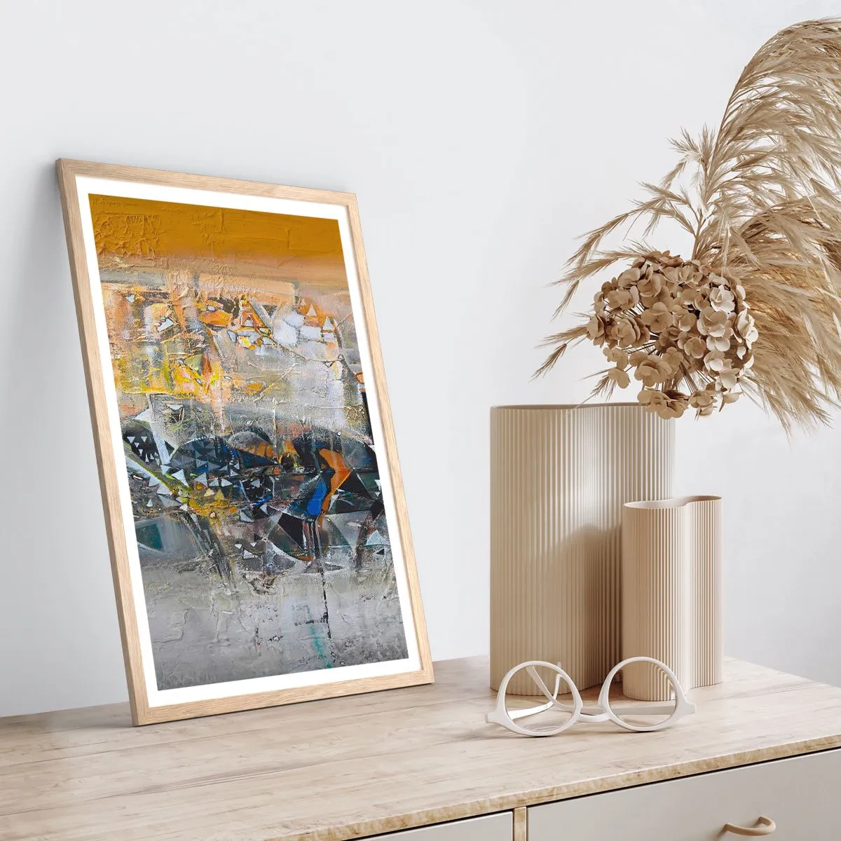 Póster en marco roble claro - Todo se pondrá en su sitio - 40x50 cm