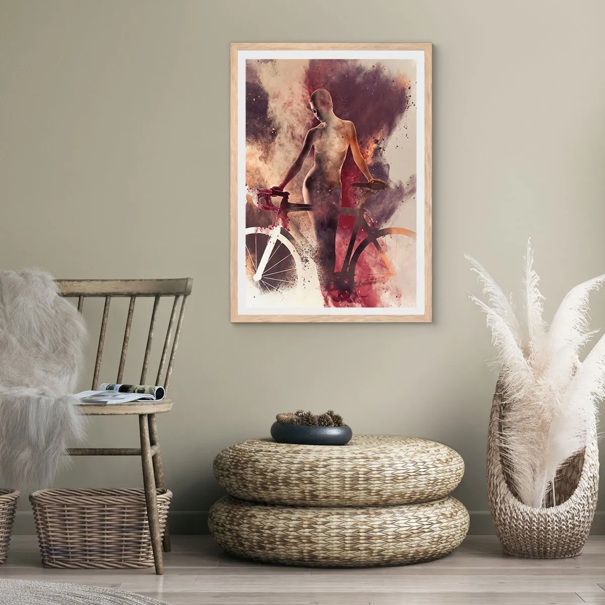 Póster en marco roble claro - En las formas de mármol un alma ciclista - 50x70 cm