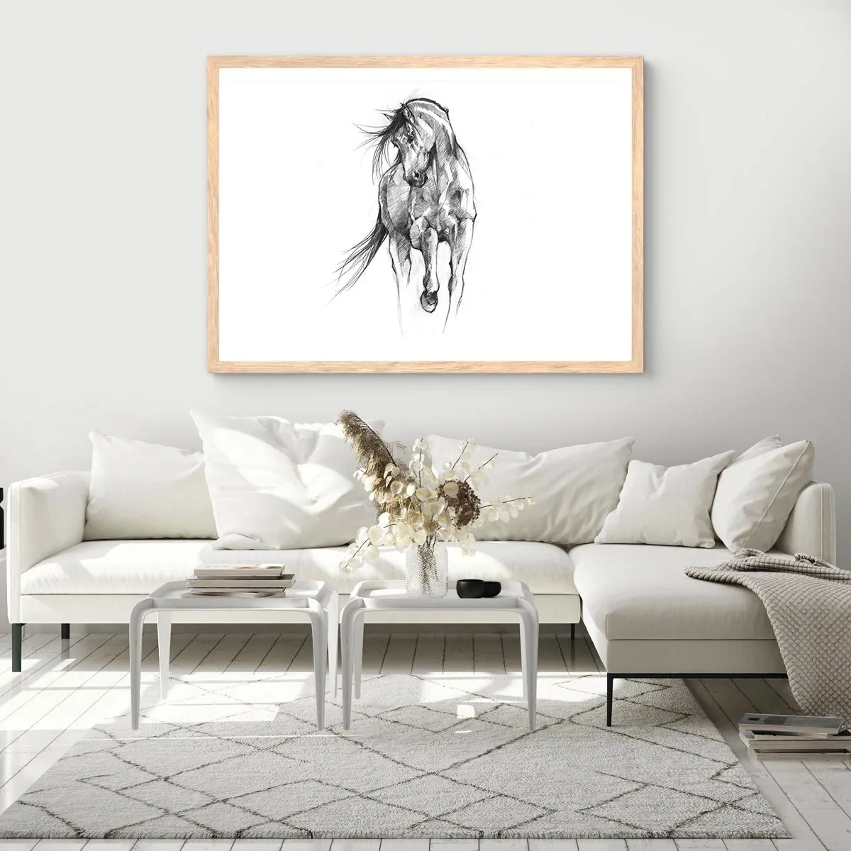 Póster en marco roble claro - En un elegante trote - 70x50 cm