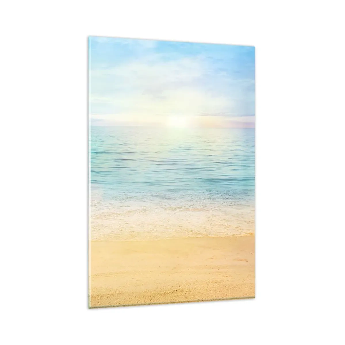 Cuadro sobre vidrio - Impresiones sobre Vidrio - Una playa con mar turquesa y cielo despejado. - 80x120cm - Gran cielo azul - Decoración de pared moderna para salón y dormitorio ARTTOR