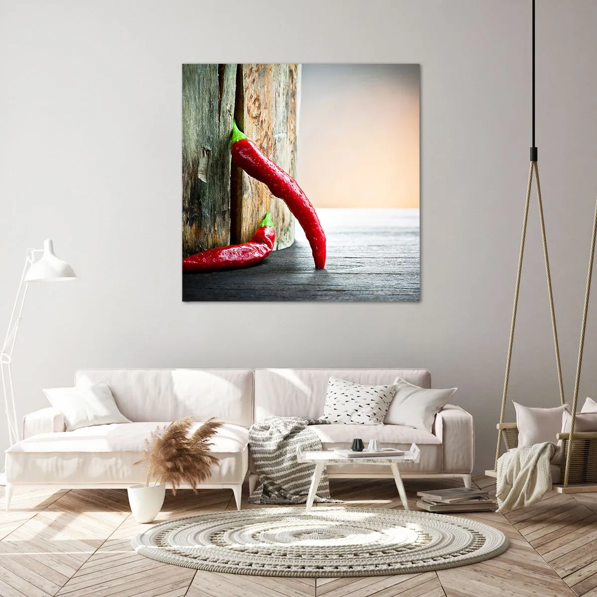 Cuadro sobre lienzo - Impresión de Imagen - Pimientos rojos picantes - 70x70 cm