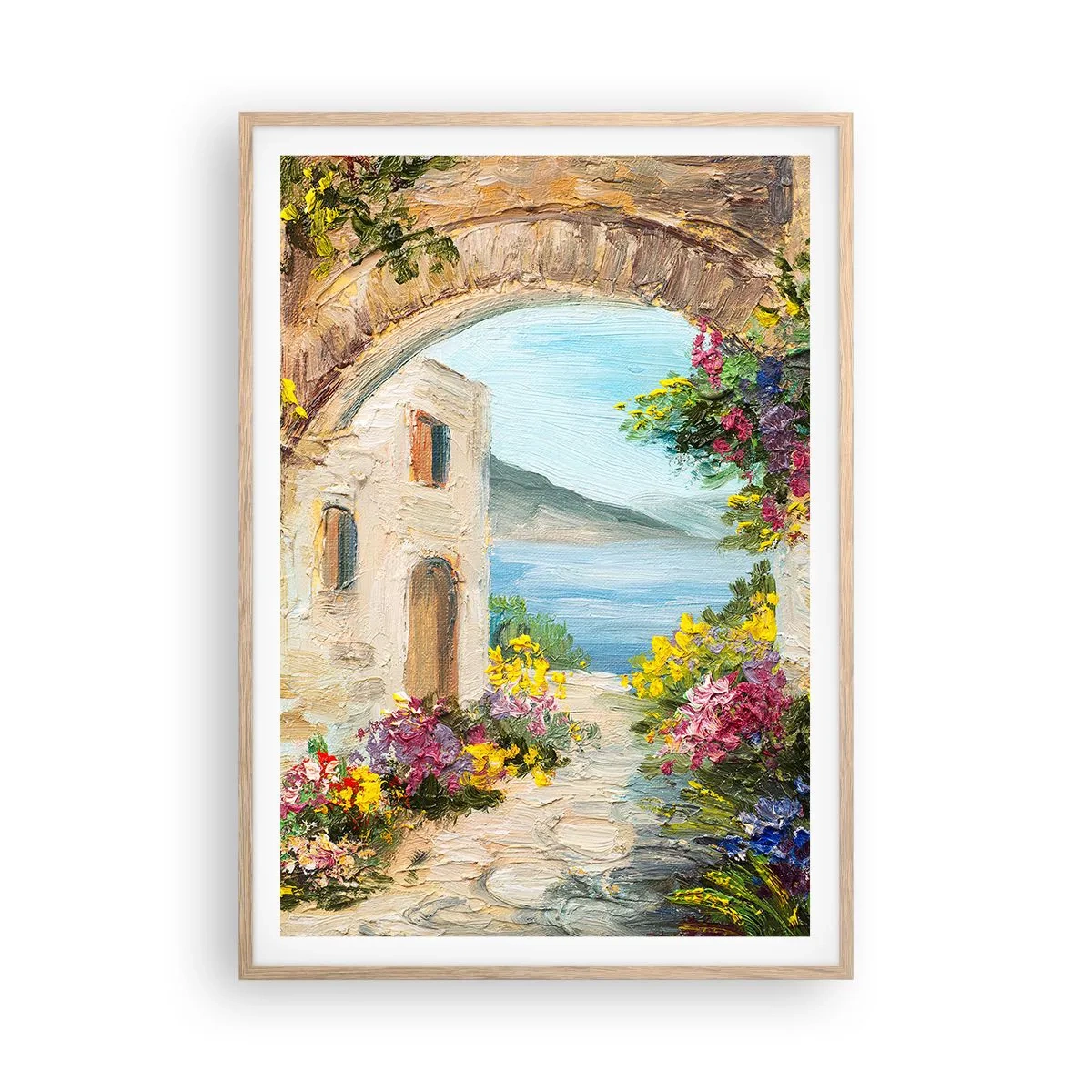 Póster en marco roble claro - El encanto del paisaje costero - 70x100 cm