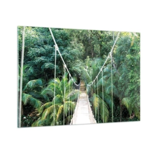 Cuadro sobre vidrio - Impresiones sobre Vidrio - Puente colgante en un bosque tropical - 100x70cm - ¡Bienvenido a la selva! - Decoración de pared moderna para salón y dormitorio ARTTOR