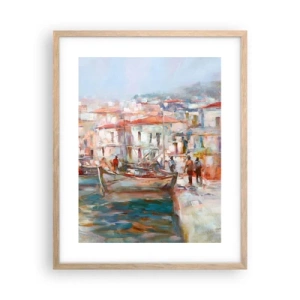 Póster en marco roble claro - Vacaciones en colores pastel - 40x50 cm