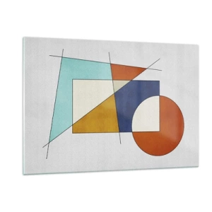 Cuadro sobre vidrio - Impresiones sobre Vidrio - Formas geométricas coloridas sobre un fondo claro en estilo modernista. - 120x80cm - Abstracción: diversión modernista - Decoración de pared moderna para salón y dormitorio ARTTOR