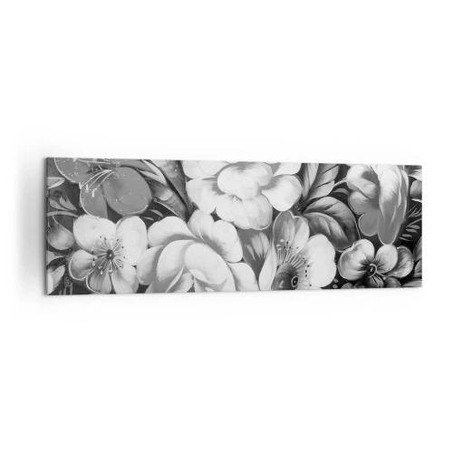 Cuadro sobre lienzo - Impresión de Imagen - Flores en blanco y negro en una composición clásica y elegante. - 160x50cm - Hermoso incluso en el gris - Decoración de pared moderna para salón y dormitorio ARTTOR
