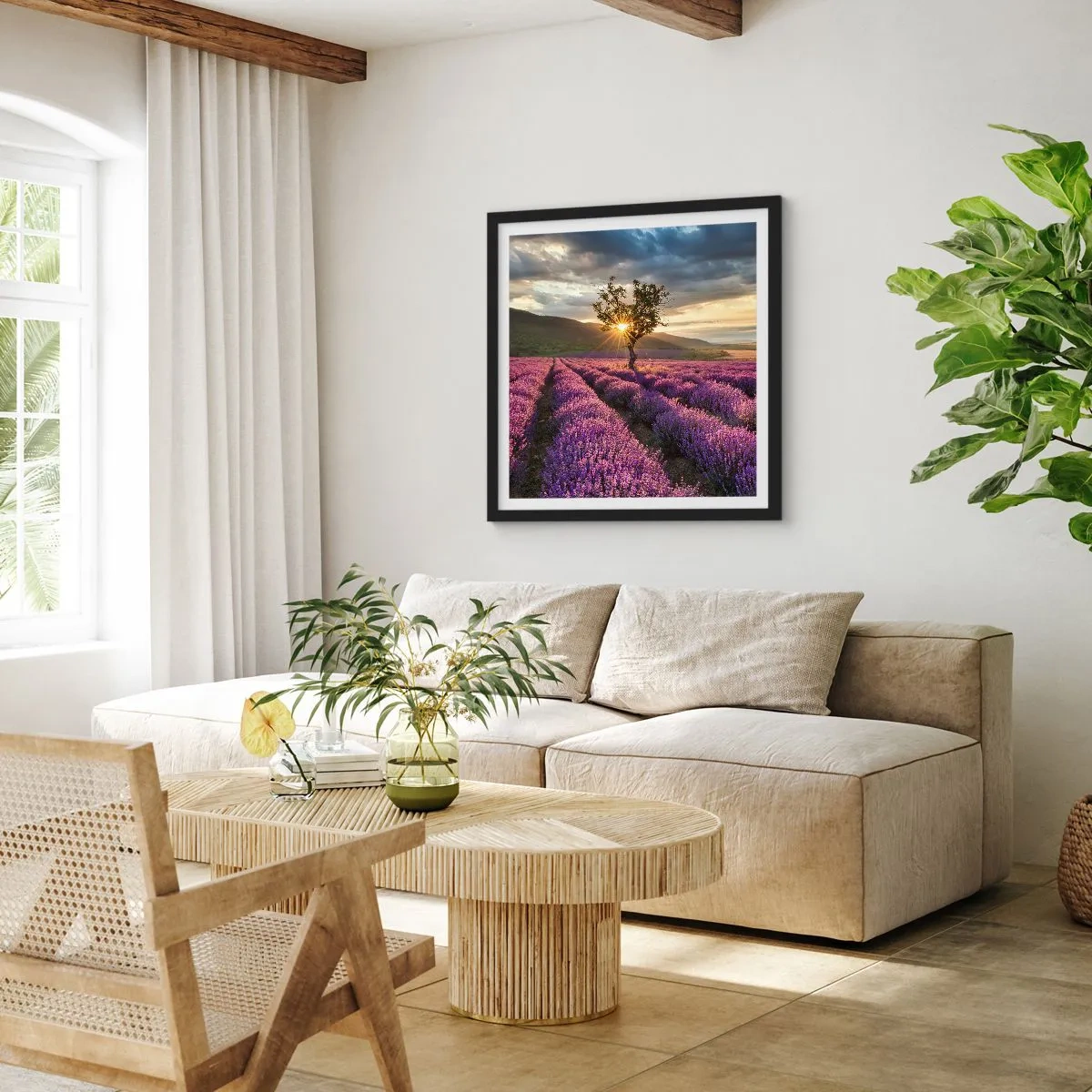 Póster en marco negro - Aroma en lila - 30x30 cm