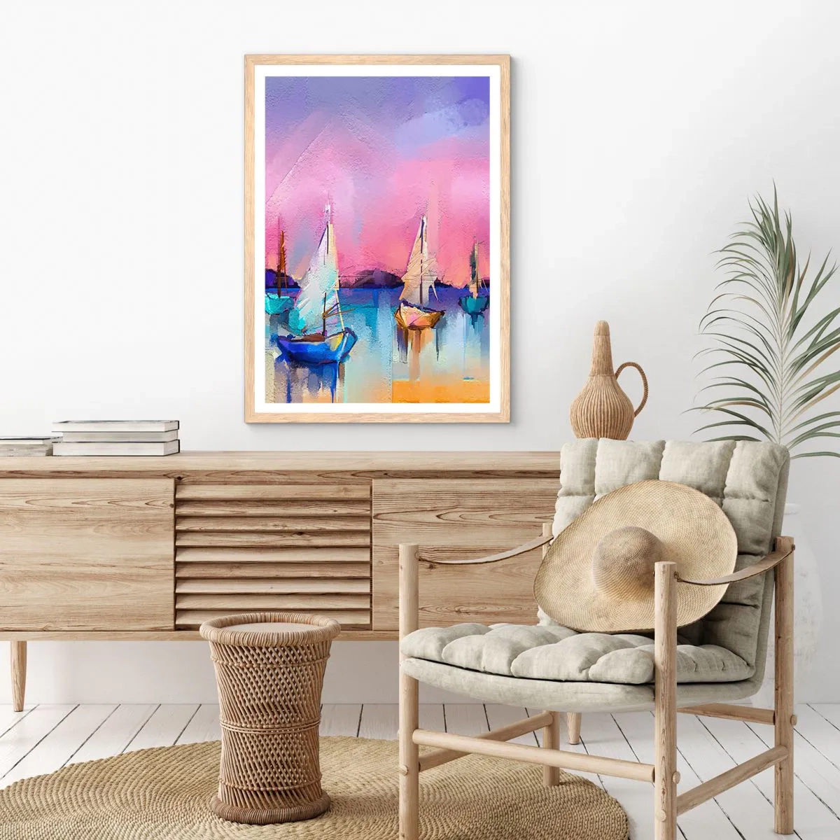 Póster en marco roble claro - Dirección alta mar - 30x40 cm