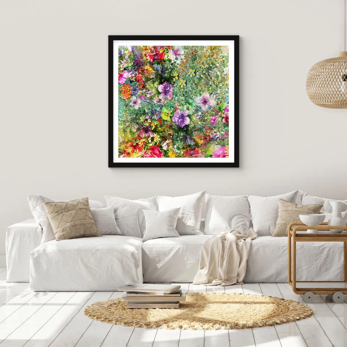 Póster en marco negro - En flores a la perdición - 60x60 cm