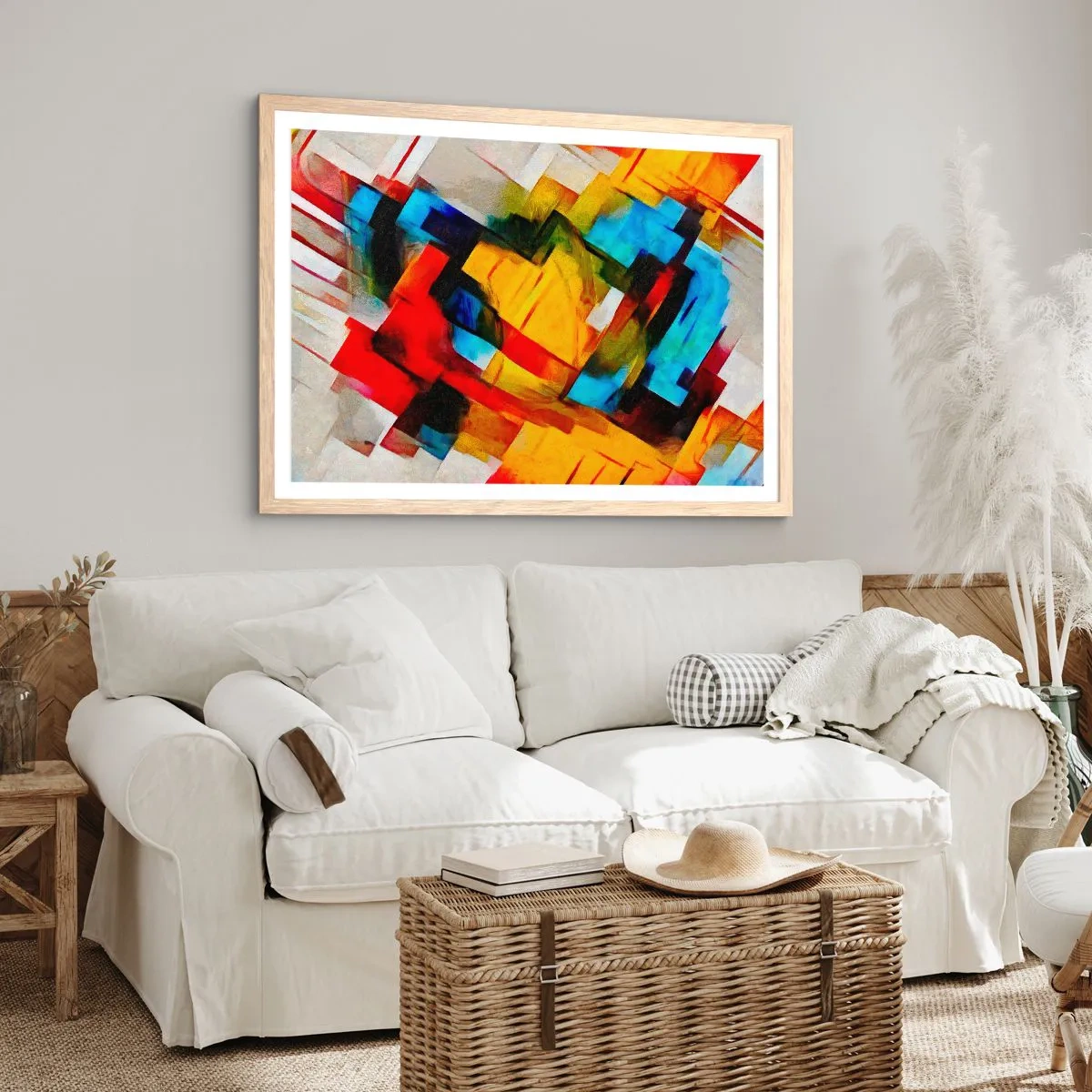 Póster en marco roble claro - Un popurrí multicolor - 50x40 cm