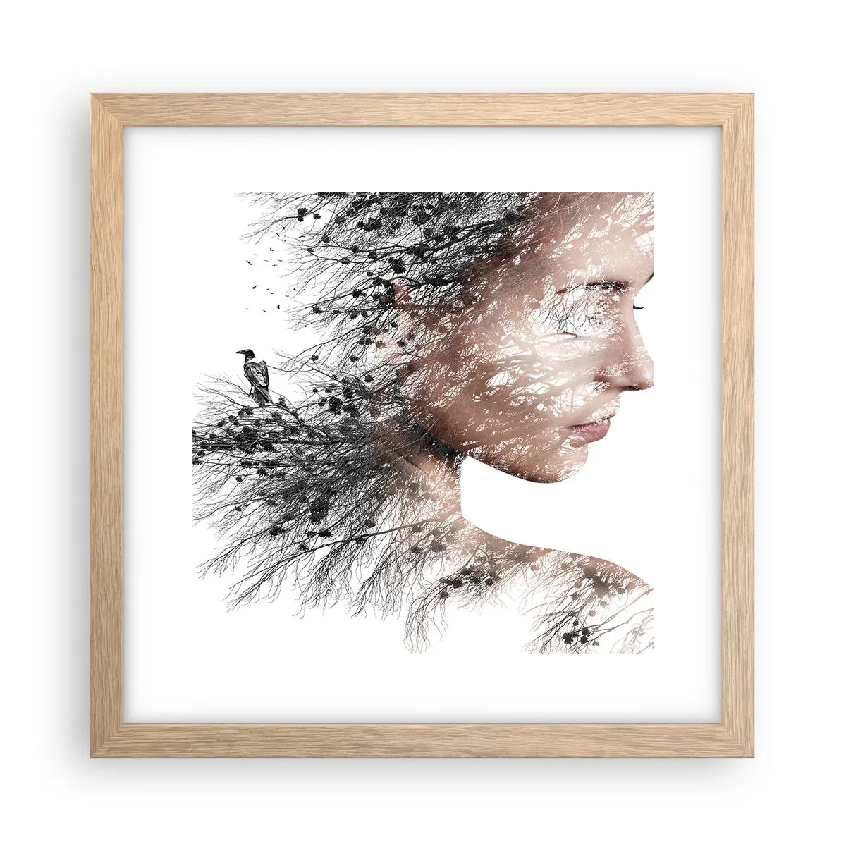 Póster en marco roble claro - Espíritu del bosque - 30x30 cm