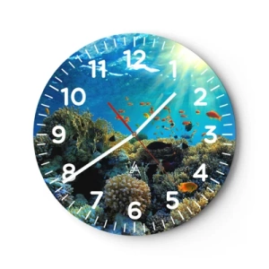 Reloj de pared - Reloj de vidrio - Tesoros submarinos - 30x30 cm