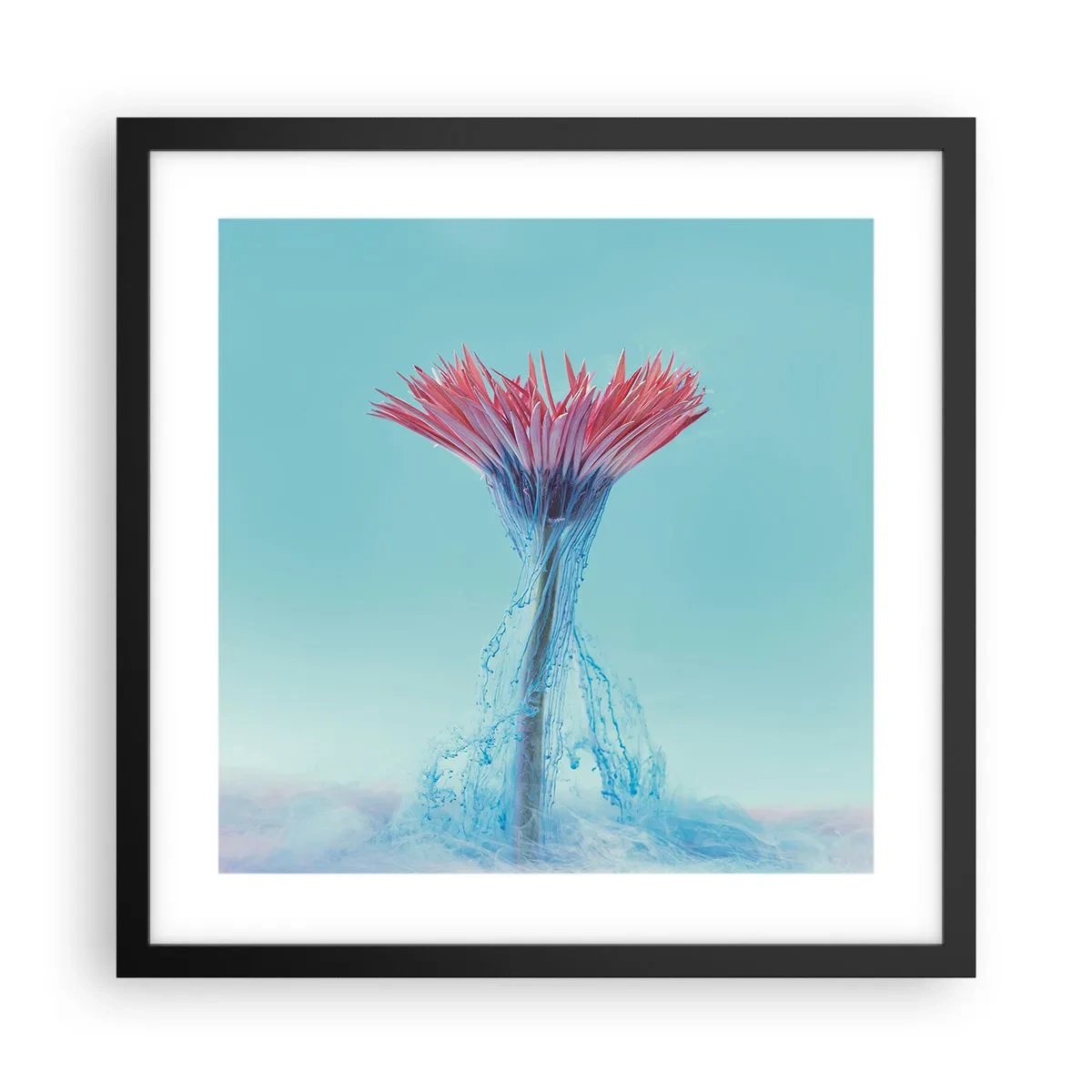 Póster en marco negro - En un abrazo vigorizante - 40x40 cm