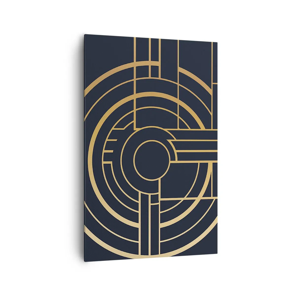 Cuadro sobre lienzo - Impresión de Imagen - Patrón geométrico con líneas doradas. - 80x120cm - Giro de los elementos - Decoración de pared moderna para salón y dormitorio ARTTOR