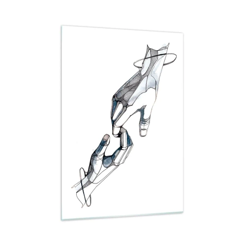 Cuadro sobre vidrio - Impresiones sobre Vidrio - Ilustración artística de dos manos en estilo abstracto. - 50x70cm - Un buen gesto - Decoración de pared moderna para salón y dormitorio ARTTOR