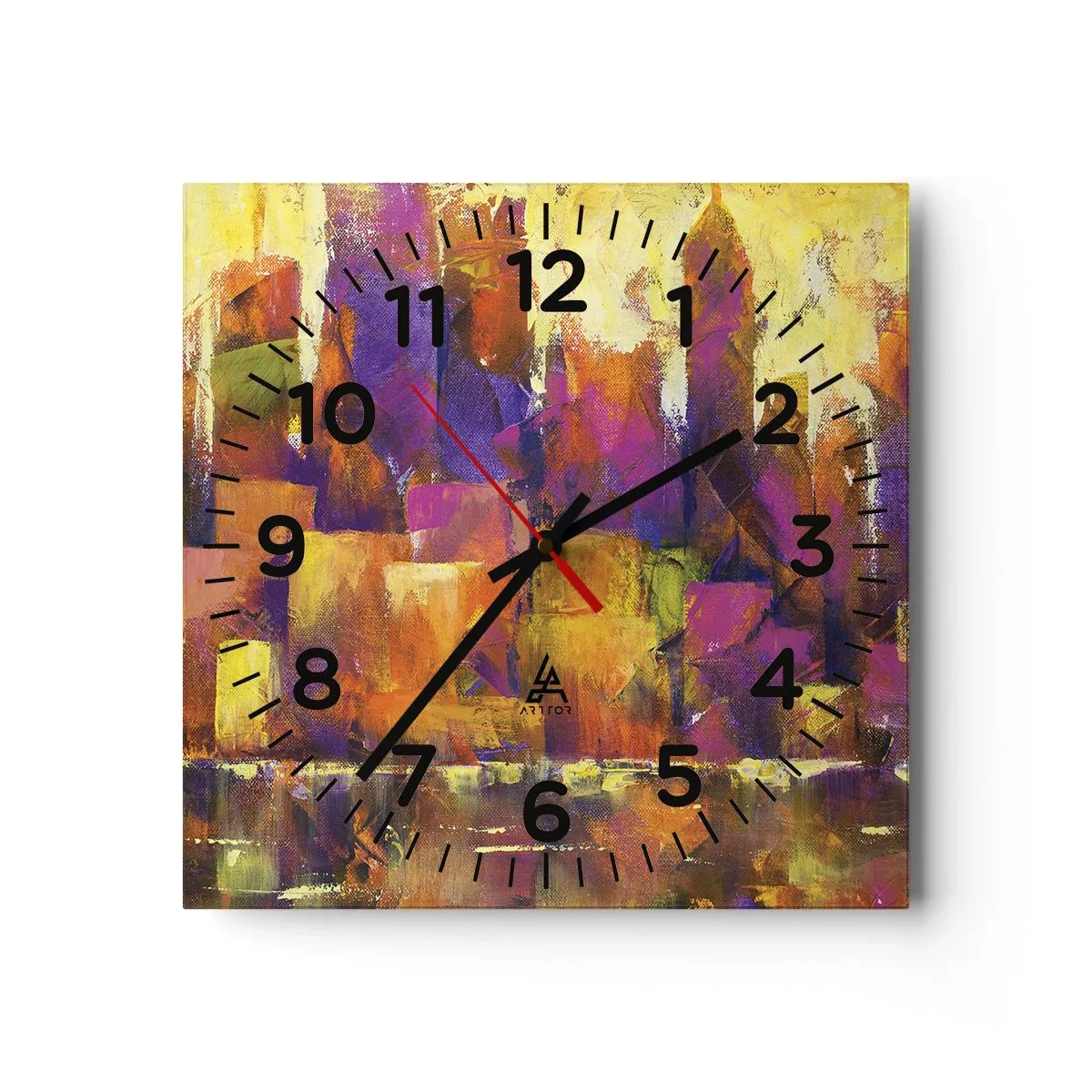 Reloj de pared - Reloj de vidrio - Composición metropolitana - 40x40 cm