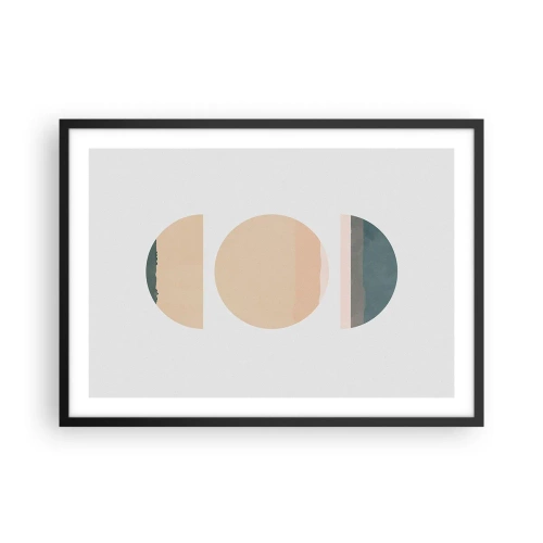 Póster en marco negro - Formas geométricas abstractas en colores pastel - 70x50cm - Círculo tras círculo - Decoración de pared moderna para salón y dormitorio ARTTOR