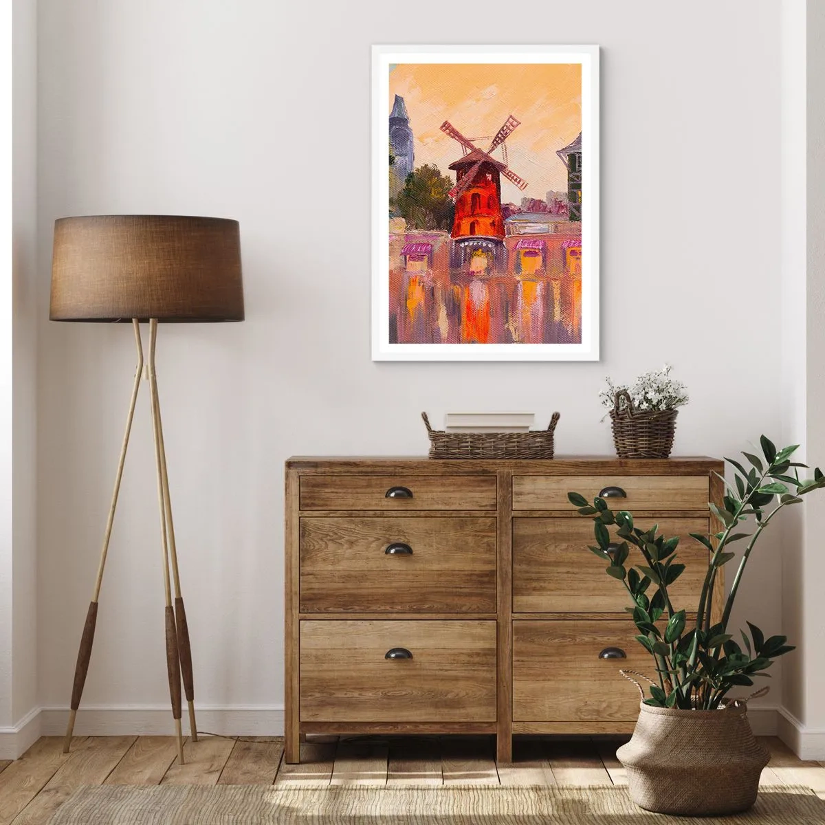 Póster en marco blanco - Iconos parisinos - Moulin Rouge - 40x50 cm