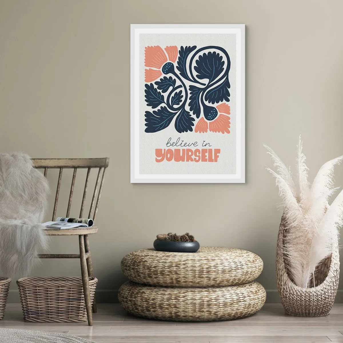 Póster en marco blanco - Crece y florece - 61x91 cm