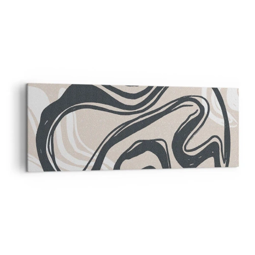 Cuadro sobre lienzo - Impresión de Imagen - Líneas abstractas en tonos oscuros sobre un fondo beige. - 140x50cm - Expresión multiplicada - Decoración de pared moderna para salón y dormitorio ARTTOR