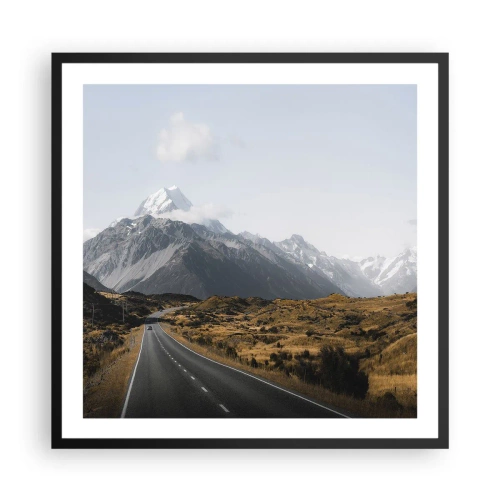 Póster en marco negro - El camino al corazón de las montañas - 60x60 cm