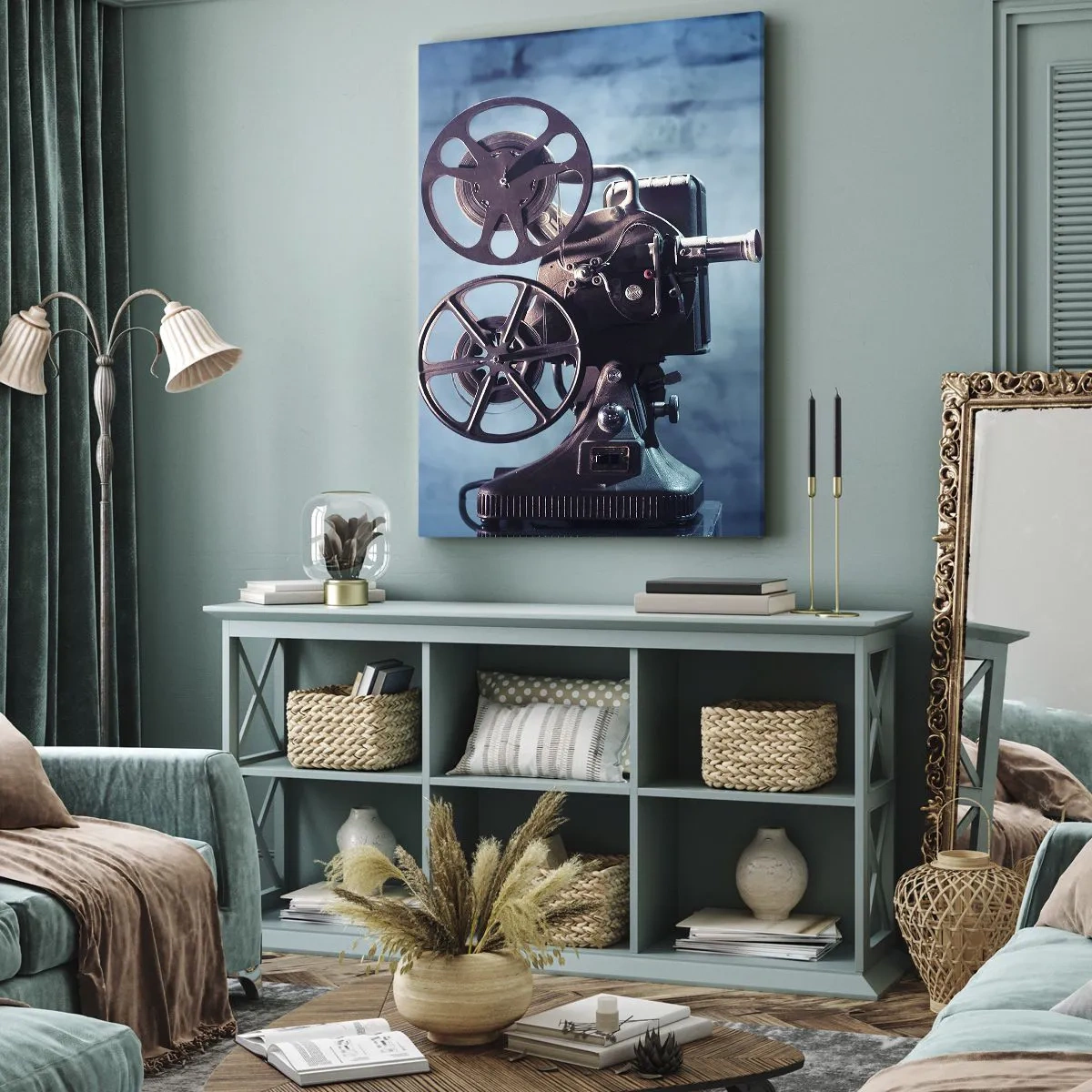 Cuadro sobre lienzo - Impresión de Imagen - En el Vintage cine - 45x80 cm