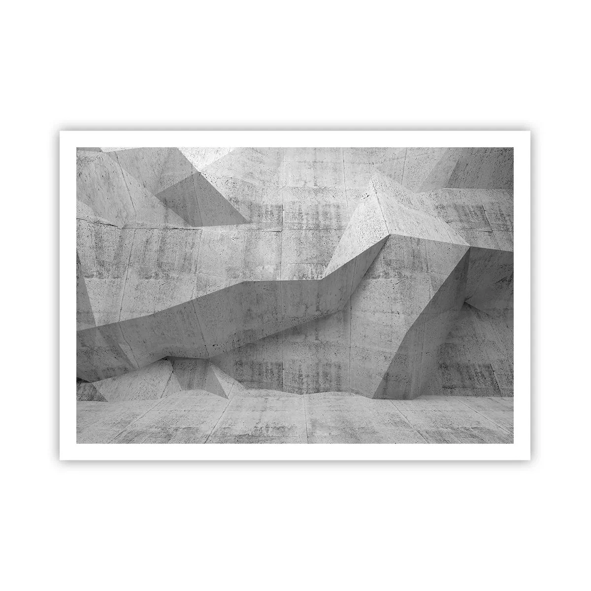 Póster - Formas geométricas de hormigón en gris - 100x70cm - Un verdadero desafío - Decoración de pared moderna para salón y dormitorio ARTTOR