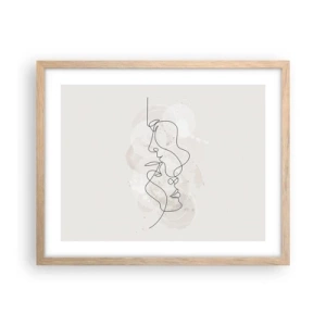 Póster en marco roble claro - En un abrazo - 50x40 cm