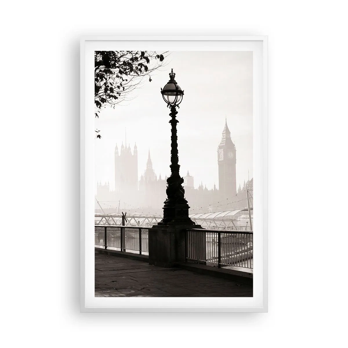 Póster en marco blanco - La mañana de Londres - 61x91 cm
