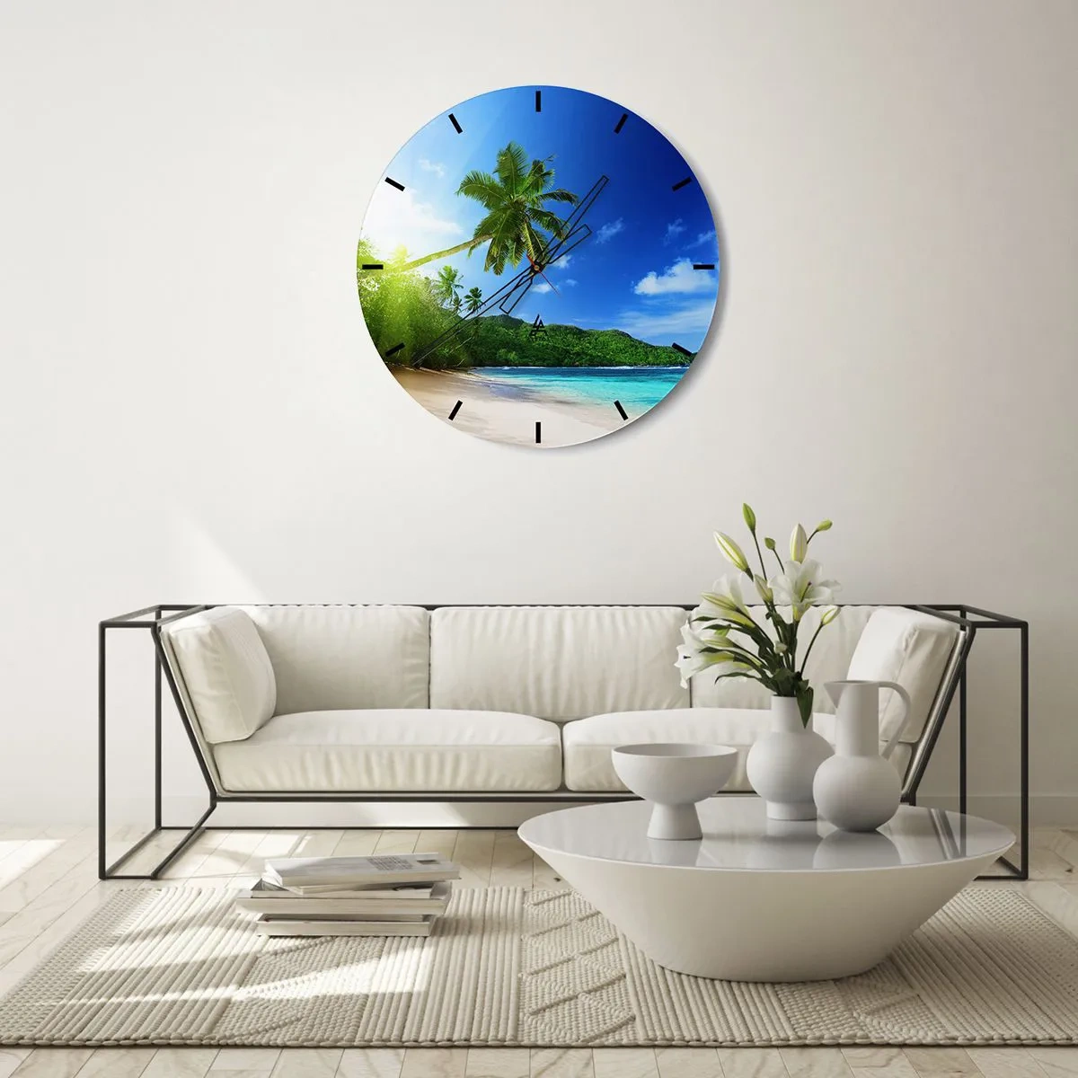 Reloj de pared - Reloj de vidrio - Un suave toque tropical - 30x30 cm