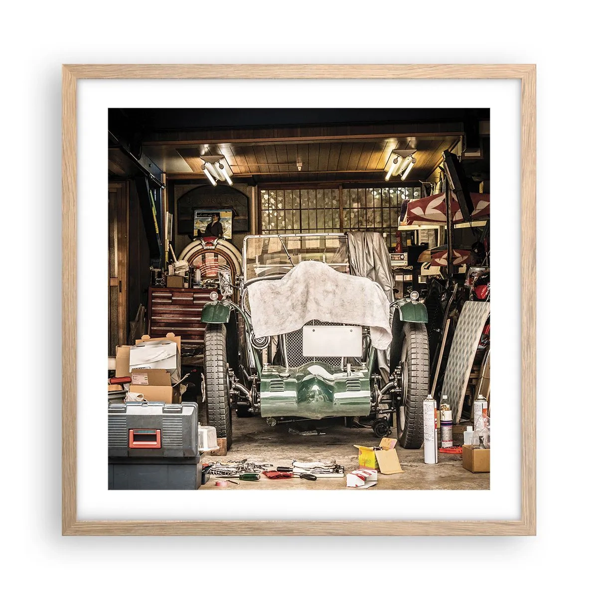 Póster en marco roble claro - Volver al pasado - 50x50 cm