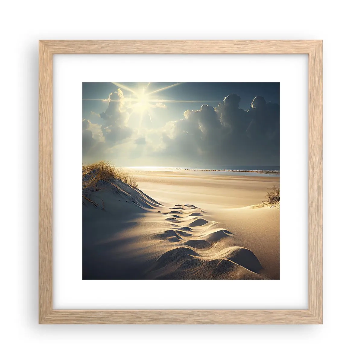 Póster en marco roble claro - Paisaje tranquilizador - 30x30 cm