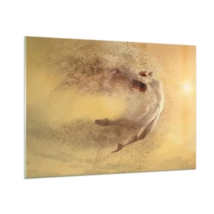 Cuadro sobre vidrio - Impresiones sobre Vidrio - Una bailarina en una composición dinámica sobre un fondo dorado. - 100x70cm - En una exaltación danzante - Decoración de pared moderna para salón y dormitorio ARTTOR