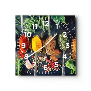 Reloj de pared - Reloj de vidrio - Magia culinaria - 30x30 cm